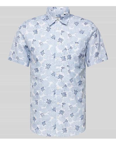 Blend Slim Fit Freizeithemd mit Allover-Print - Blau