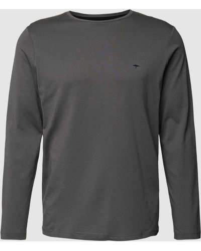 Fynch-Hatton Shirt Met Lange Mouwen En Logodetail - Grijs