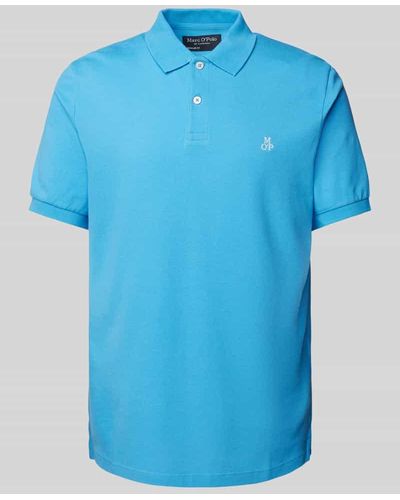 Marc O' Polo Regular Fit Poloshirt mit Label-Stitching - Blau