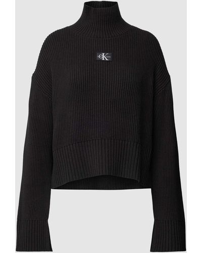 Calvin Klein Gebreide Pullover Met Labelpatch - Zwart