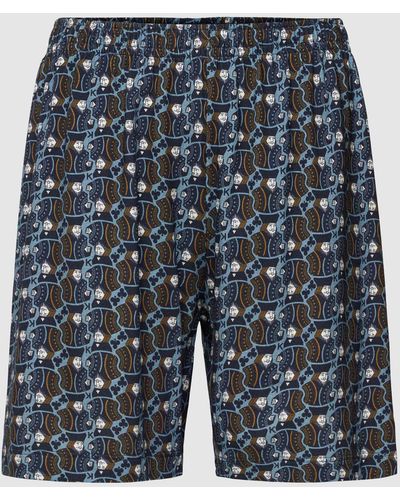 Mey Pyjama-Shorts mit Allover-Muster Modell 'KING' - Blau