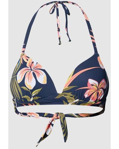 Roxy Bikini-Oberteil mit floralem Muster Modell 'INTO THE SUN' - Blau