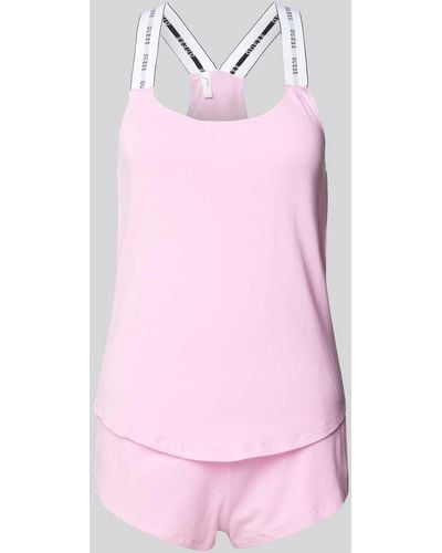 Guess Pyjama mit Label-Details Modell 'CARRIE' - Pink