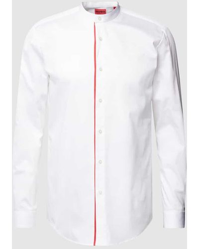 HUGO Slim Fit Business-Hemd mit Maokragen Modell 'Kaleb' - Weiß