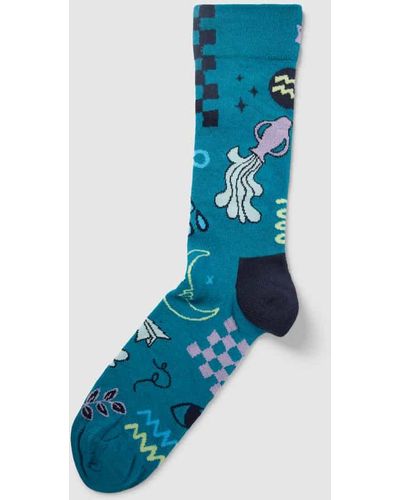 Happy Socks Socken mit Allover-Muster Modell 'Aquarius' - Blau