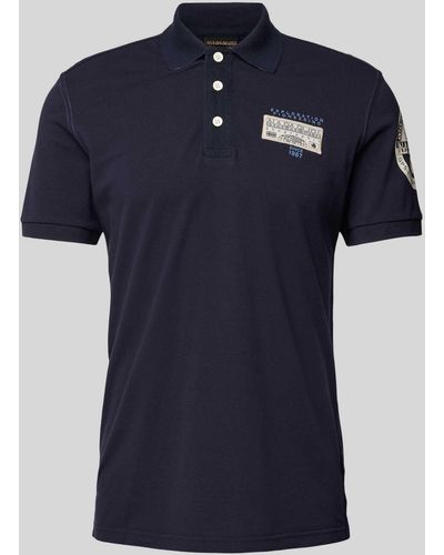 Napapijri Slim Fit Poloshirt mit Label-Patch Modell 'E-AMUNDSEN' - Blau