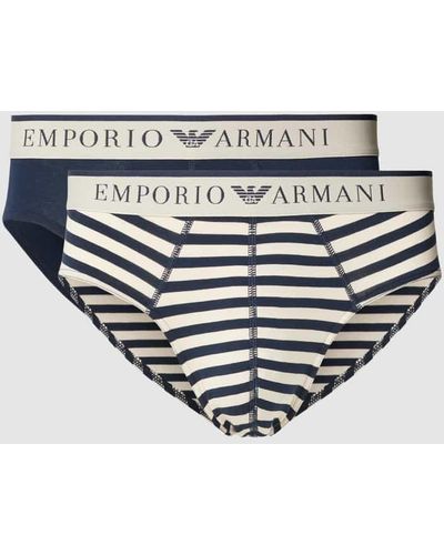 Emporio Armani Slip mit Label-Bund im 2er-Pack - Weiß