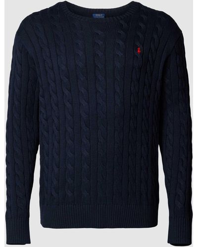 Ralph Lauren Plus Size Gebreide Pullover Met Kabelpatroon - Blauw
