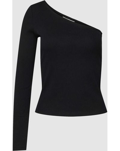 Tom Tailor Shirt Met Lange Mouwen En One Shoulder-design - Zwart