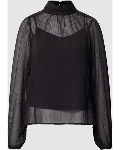 Vero Moda Semi-transparant Blouseshirt Met Opstaande Kraag - Zwart
