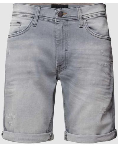 Blend Slim Fit Jeansshorts im 5-Pocket-Design - Grau