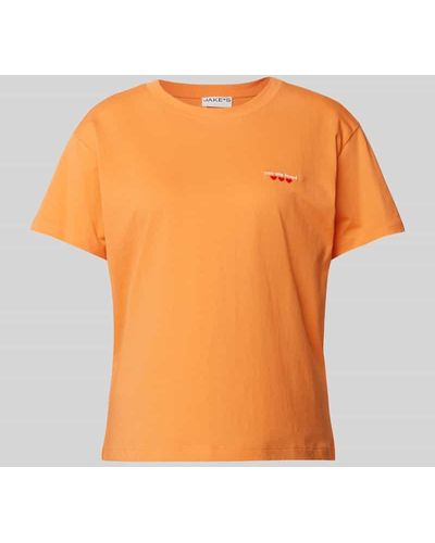 Jake*s T-Shirt mit Statement-Stitching - Orange