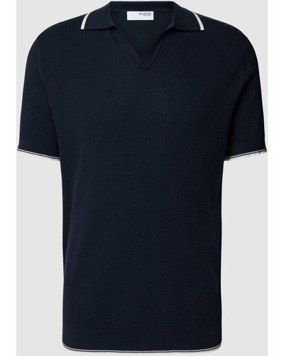 SELECTED Poloshirt mit Kontraststreifen Modell 'ARLO' - Blau