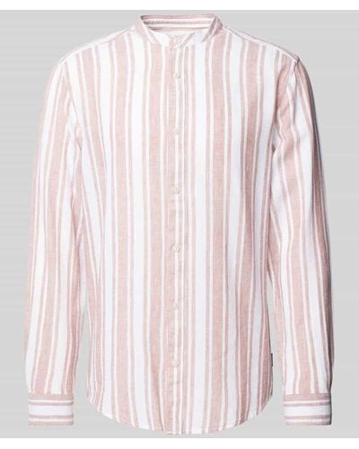 Only & Sons Regular Fit Freizeithemd mit Maokragen Modell 'CAIDEN' - Pink