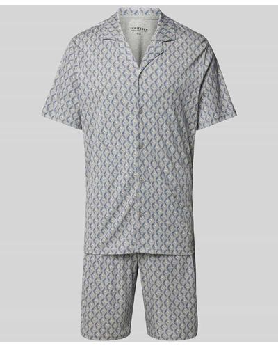 Schiesser Pyjama mit Allover-Muster Modell 'Fine Interlock' - Grau