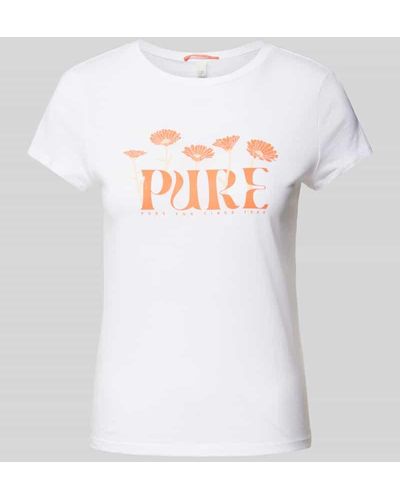 QS T-Shirt mit Motiv-Print und Rundhalsausschnitt - Weiß
