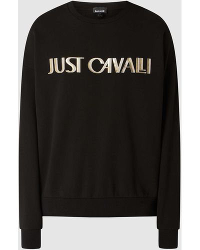 Just Cavalli Oversized Sweatshirt Met Logoprint - Zwart