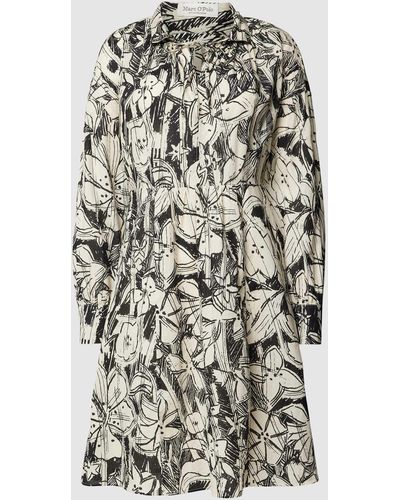 Marc O' Polo Knielange Jurk Met All-over Print - Wit