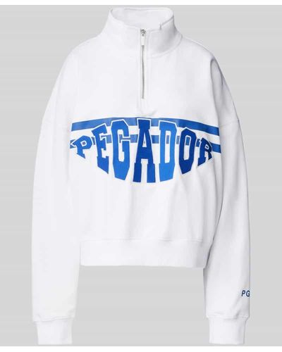 PEGADOR Oversized Sweatshirt mit Label-Stitching Modell 'SARINA' - Weiß