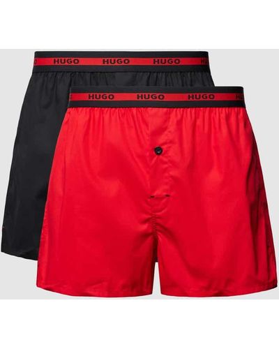 HUGO Boxershorts mit Label-Stitching im 2er-Pack - Rot