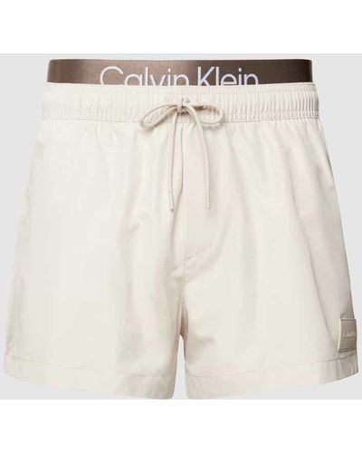 Calvin Klein Badehose mit elastischem Bund Modell 'SHORT DOUBLE' - Natur