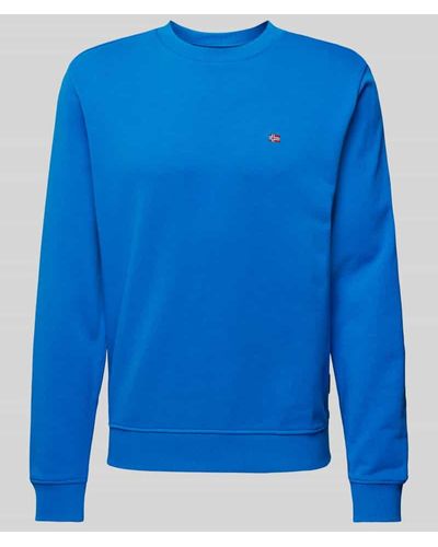 Napapijri Sweatshirt mit Logo-Stitching Modell 'BALIS' - Blau