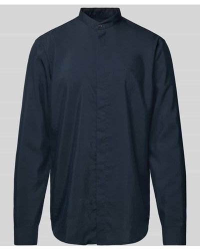 Armani Exchange Regular Fit Freizeithemd mit Label-Stitching - Blau