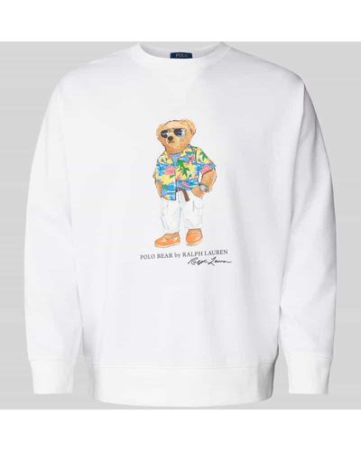 Ralph Lauren PLUS SIZE Sweatshirt mit Label-Print - Weiß