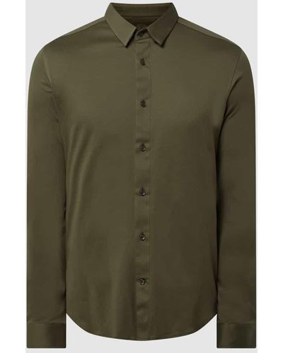 Mos Mosh Slim Fit Business-Hemd aus Baumwolle Modell 'Marco Odor' - Grün