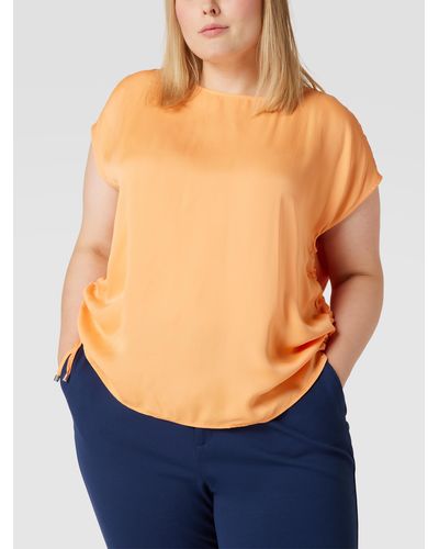 Samoon Plus Size Shirt Met Contrasterende Voorkant - Oranje