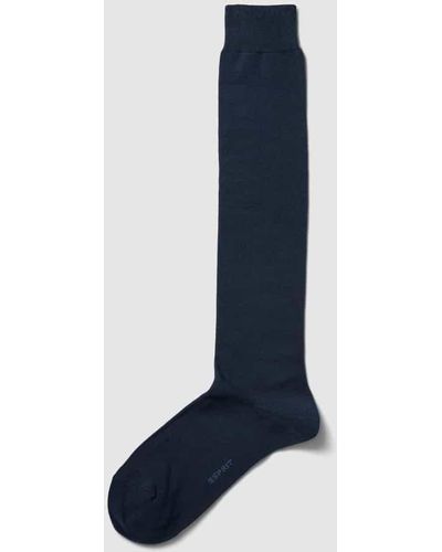 Esprit Kniestrümpfe mit gerippten Bündchen Modell 'Pure' - Blau