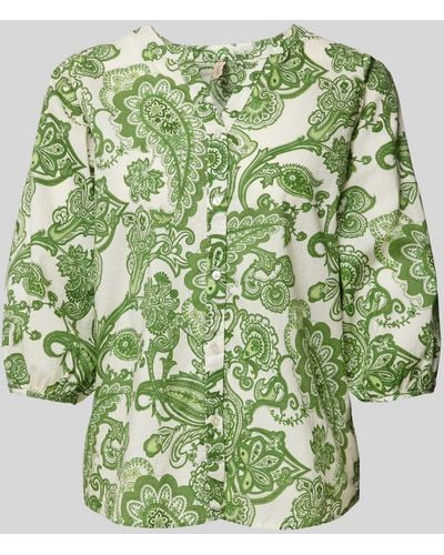 Soya Concept Bluse mit Paisley-Muster und 3/4-Arm - Grün