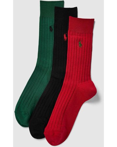Polo Ralph Lauren Socken mit Label-Stitching im 3er-Pack - Rot