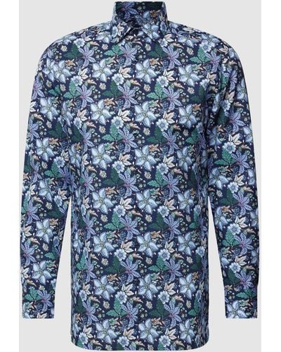 Olymp Modern Fit Zakelijk Overhemd Met All-over Motief - Blauw