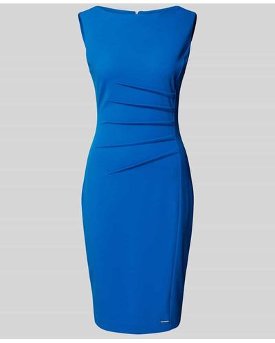 Calvin Klein Knielanges Kleid mit fixierten Falten Modell 'SCUBA' - Blau