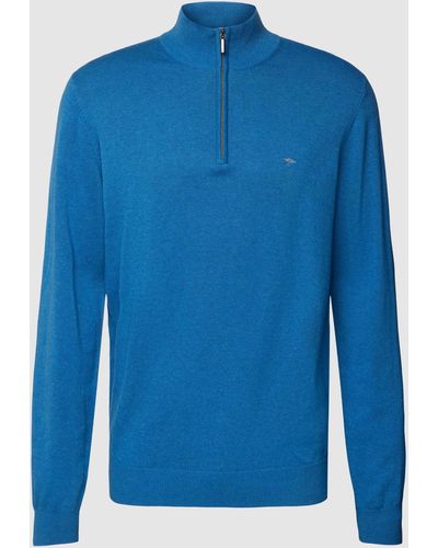 Fynch-Hatton Gebreide Pullover Met Labeldetails - Blauw