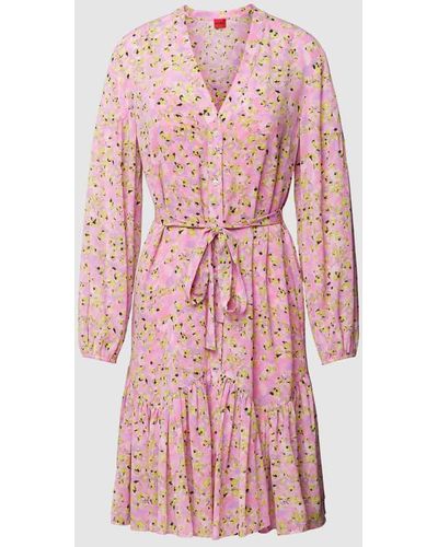 HUGO Knielanges Kleid mit Allover-Muster Modell 'Kawarda' - Pink