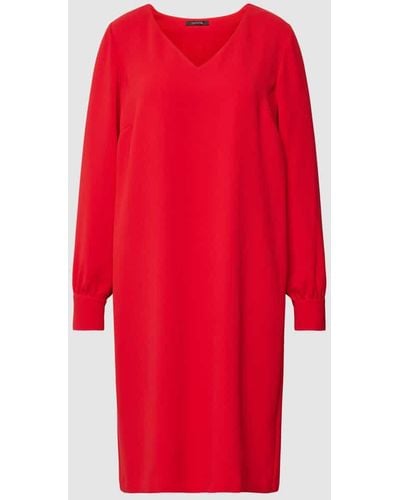 Comma, Knielanges Kleid aus reiner Viskose mit V-Ausschnitt - Rot