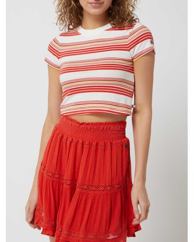 Superdry Cropped T-Shirt aus Baumwolle - Rot