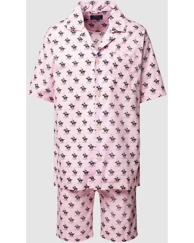 Polo Ralph Lauren Pyjama Met All-over Logomotief - Roze