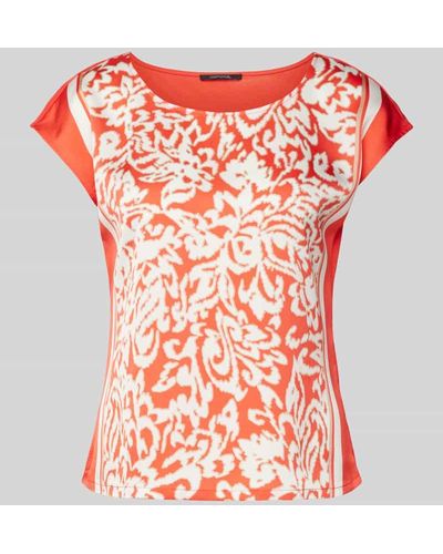 Comma, T-Shirt mit Allover-Muster - Rot