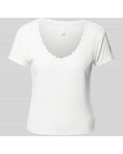 QS T-Shirt mit Feinripp - Weiß