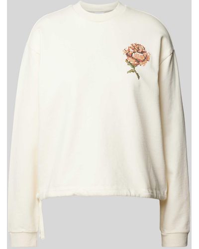 Knowledge Cotton Sweatshirt mit floralem Print - Natur