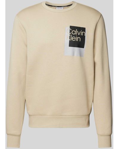 Calvin Klein Sweatshirt mit Label-Print Modell 'OVERLAY BOX' - Natur