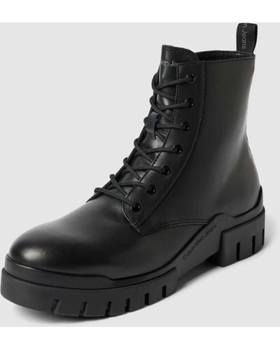 Calvin Klein Boots aus Leder mit Label-Details Modell 'COMBAT' - Schwarz