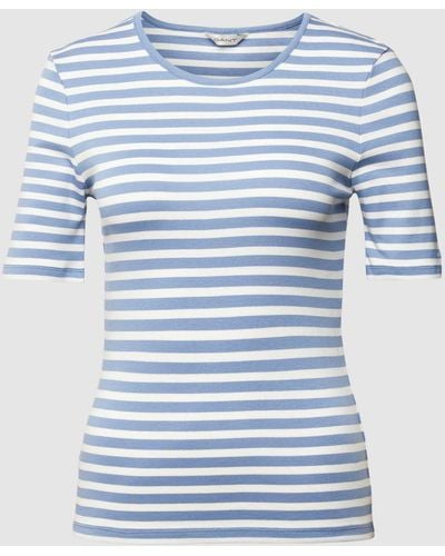 GANT T-shirt Met Streepmotief - Blauw