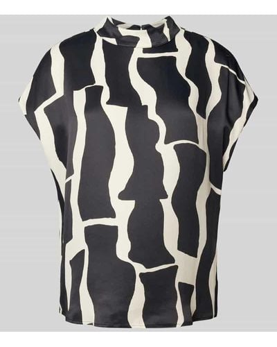 Zero Blusenshirt aus Viskose mit Allover-Muster - Schwarz