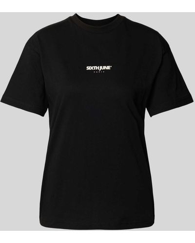 Sixth June T-Shirt mit Label-Print Modell 'AZULEJOS' - Schwarz
