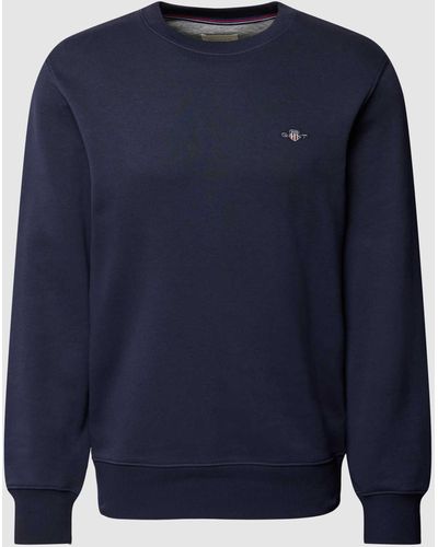 GANT Regular Fit Sweatshirt Met Labelstitching - Blauw