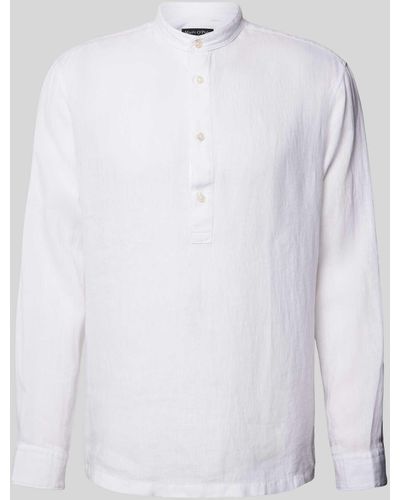 Marc O' Polo Regular Fit Leinenhemd mit Stehkragen - Weiß